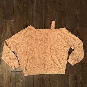 Peach Animal Print Off the Shoulder Comfy Knit Top M